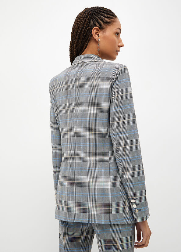 Women's Liu Jo Glen Plaid Blazer Jackets Grey | SUA-574839