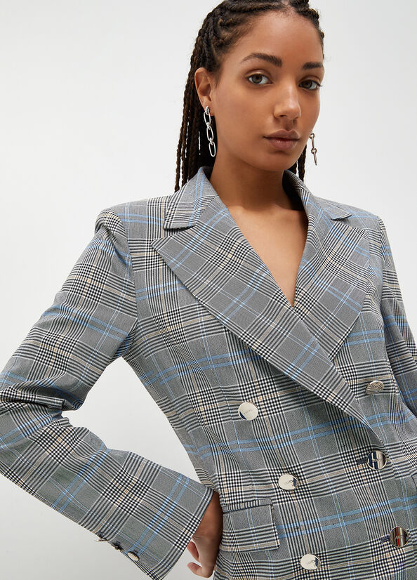 Women's Liu Jo Glen Plaid Blazer Jackets Grey | SUA-574839