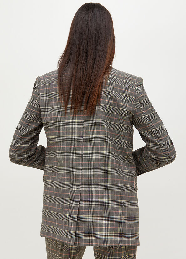 Women's Liu Jo Glen Plaid Blazer Jackets Grey | WRK-163059