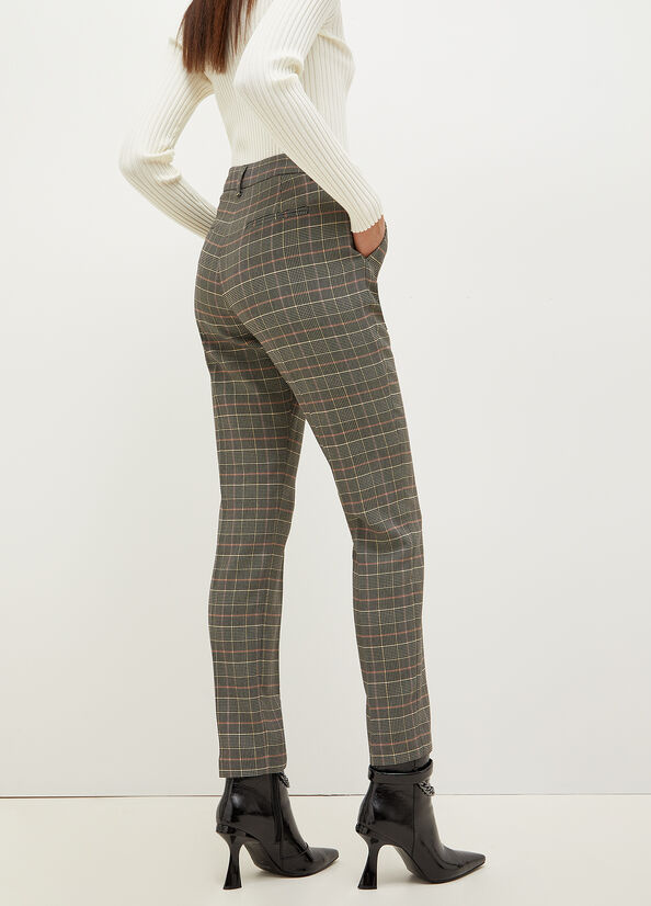 Women's Liu Jo Glen Plaid Cigarette Pants Grey | VIL-512064