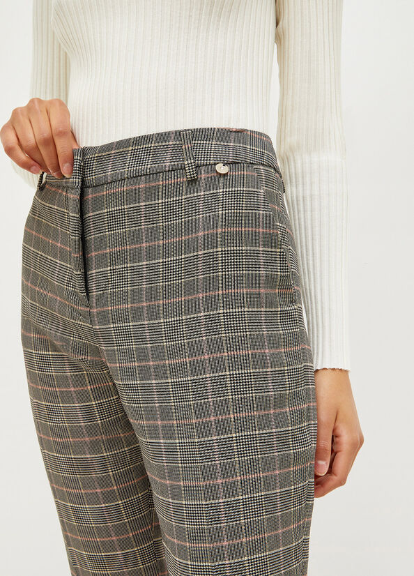 Women's Liu Jo Glen Plaid Cigarette Pants Grey | VIL-512064