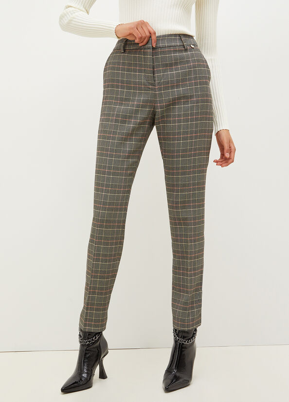 Women\'s Liu Jo Glen Plaid Cigarette Pants Grey | VIL-512064