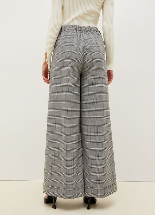 Women's Liu Jo Glen Plaid Palazzo Pants Grey | OMT-805437