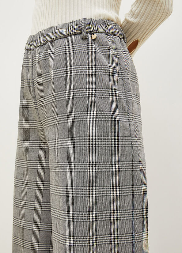 Women's Liu Jo Glen Plaid Palazzo Pants Grey | OMT-805437