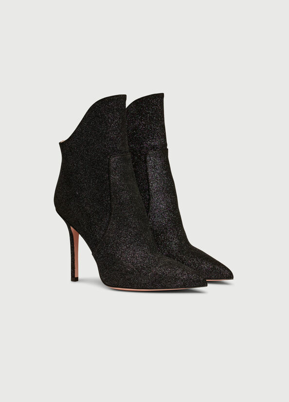 Women's Liu Jo Glitter With Stiletto Heel Ankle Boots Black | ZVG-837529