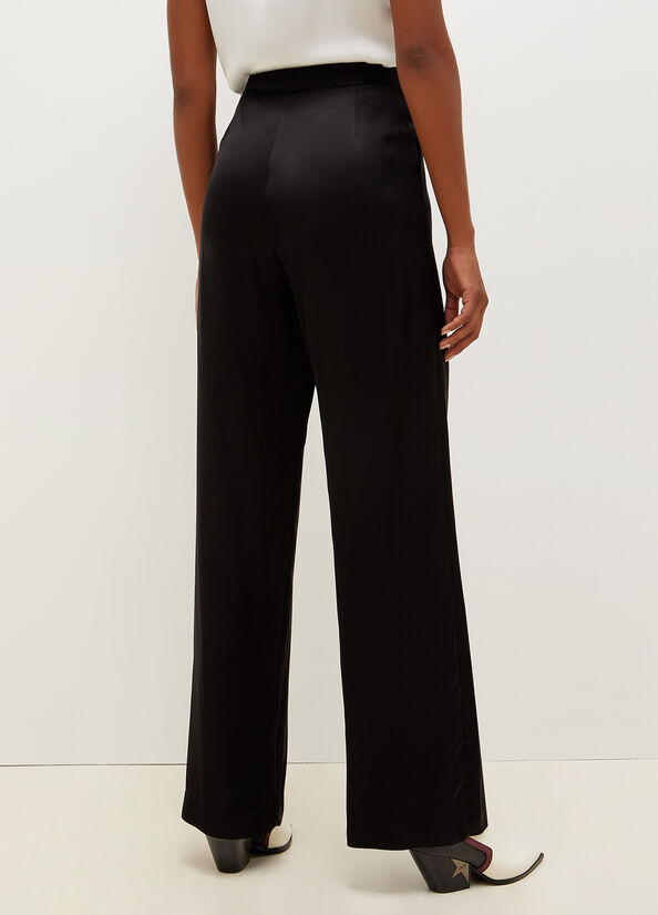 Women's Liu Jo High-Rise Satin Pants Black | EZF-067812