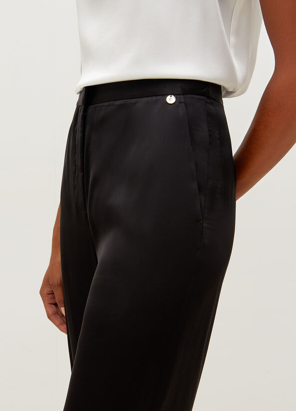 Women's Liu Jo High-Rise Satin Pants Black | EZF-067812