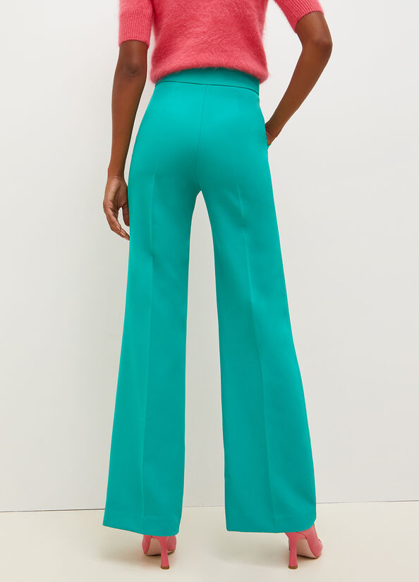 Women's Liu Jo High-Rise With Buttons Pants Turquoise Green | VAM-216905