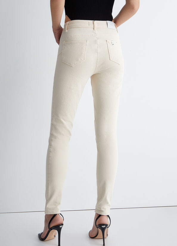 Women's Liu Jo High-Waisted Bottom Up Pants Cream | HRL-812753