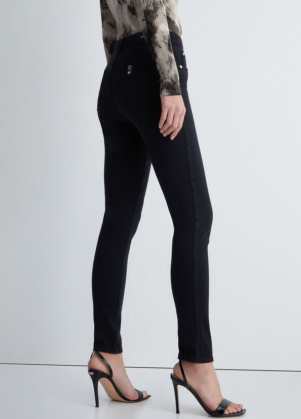 Women's Liu Jo High-Waisted Bottom Up Pants Black | KEG-401569