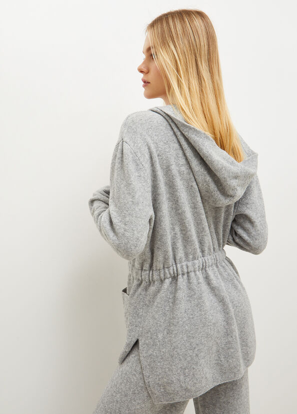 Women's Liu Jo Hooded Cardigan Sweaters Dark Grey | FLQ-628405