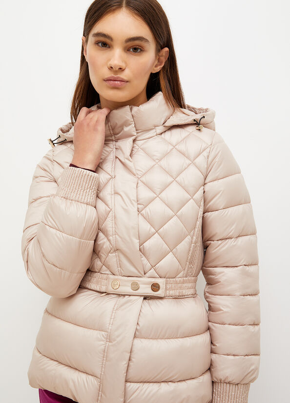 Women's Liu Jo Hooded, Eco-Friendly Gilet Coats Light Pink | ABI-403827