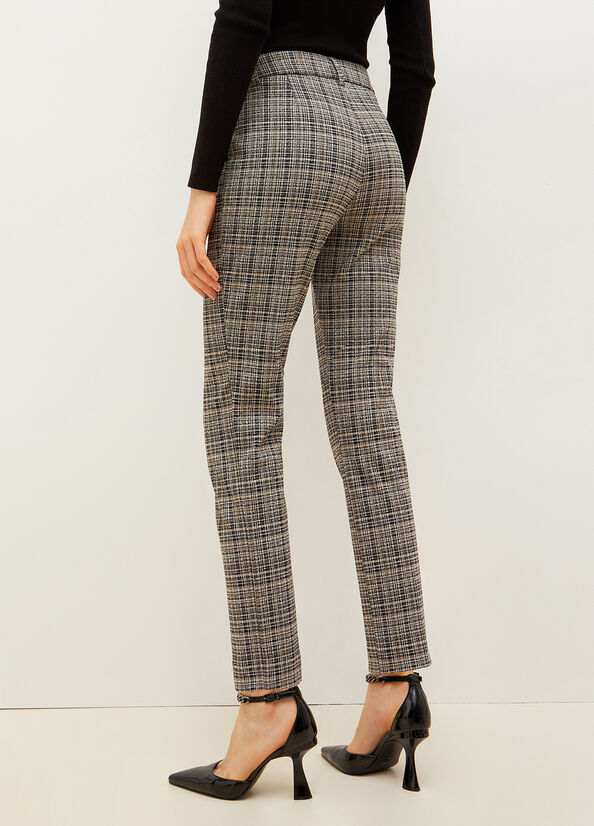 Women's Liu Jo Jacquard Check Chinos Pants Grey / Black | CZH-304127