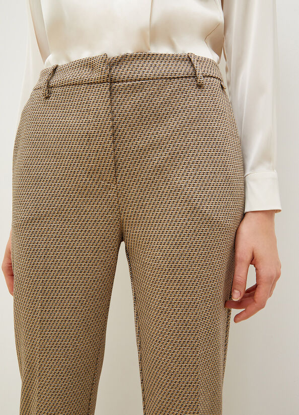 Women's Liu Jo Jacquard Cigarette Pants Brown / Black | HTC-852306