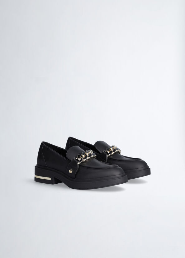 Women's Liu Jo Jewel Chain Flat Shoes Black | WKQ-925173