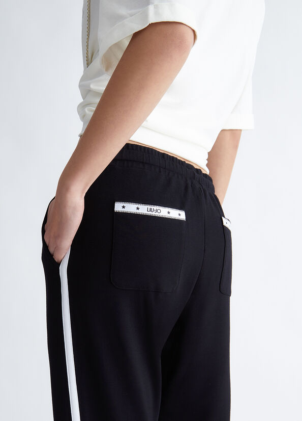 Women's Liu Jo Jogging Pants Black / White | TUR-634278