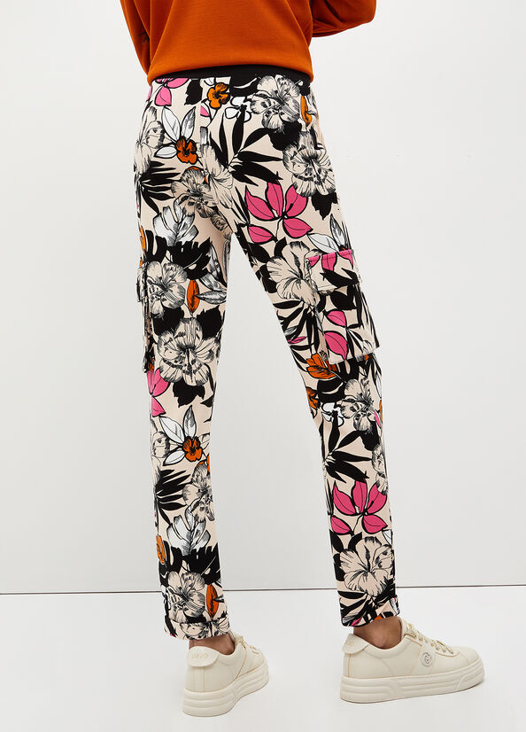 Women's Liu Jo Jogging With Floral Print Pants Pink | UDM-476083