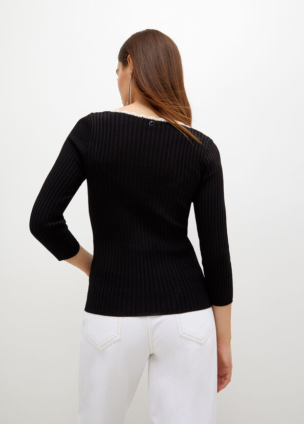 Women's Liu Jo Knit Sweaters Black / White | PDX-547612