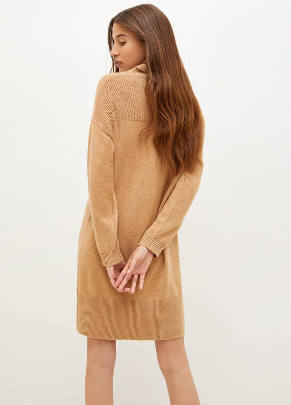 Women's Liu Jo Knit Turtleneck Dress Brown | ZXP-965401