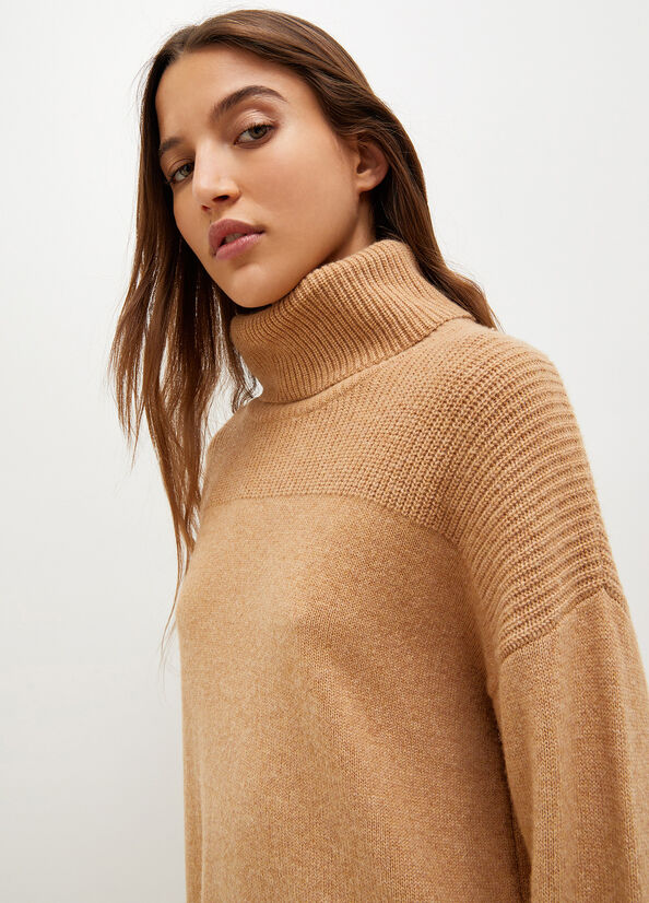 Women's Liu Jo Knit Turtleneck Dress Brown | ZXP-965401