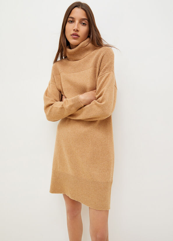 Women\'s Liu Jo Knit Turtleneck Dress Brown | ZXP-965401