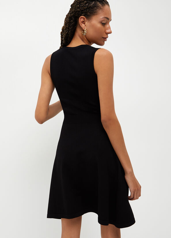 Women's Liu Jo Knit With Zip Dress Black | TRO-028473