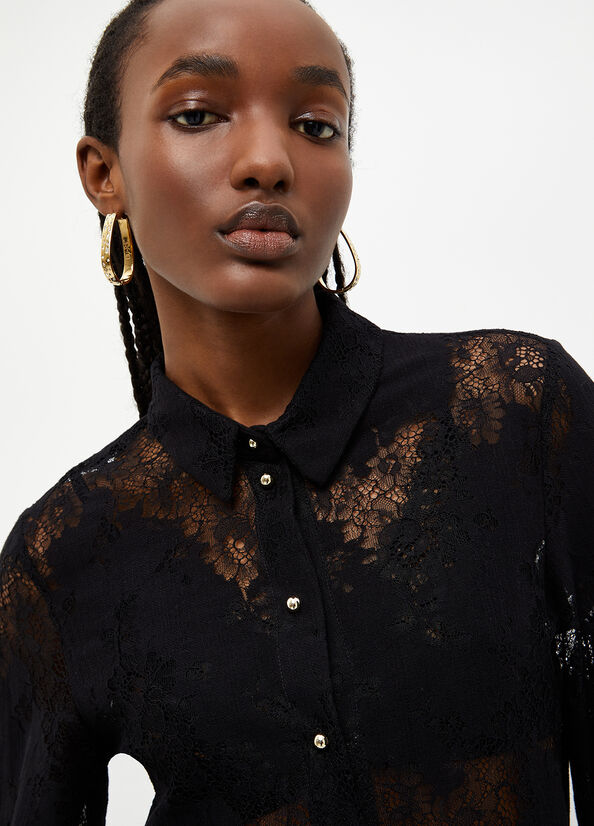 Women's Liu Jo Lace Shirts Black | HBL-683140