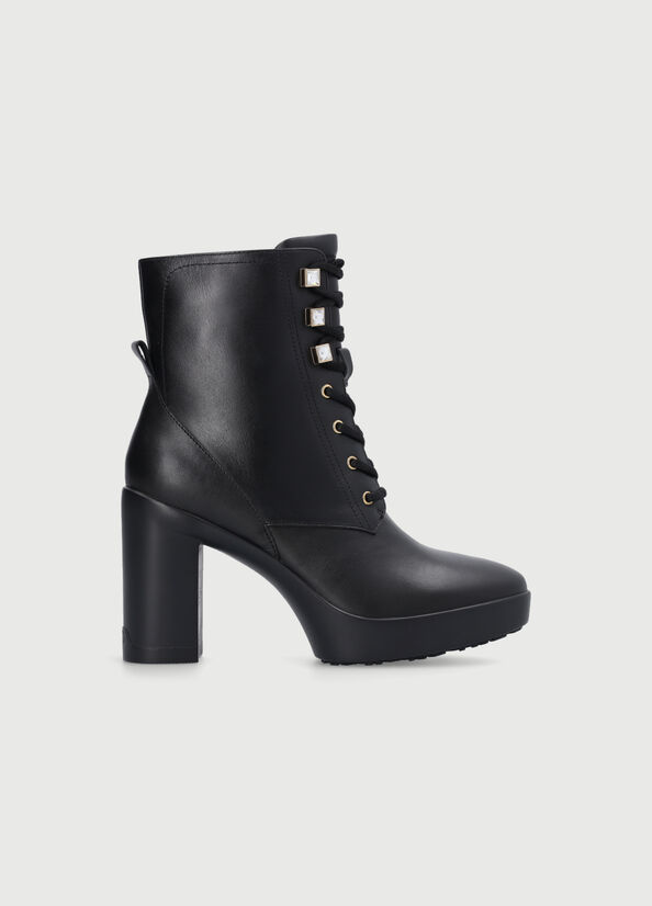 Women's Liu Jo Laceup With Wide Heel Ankle Boots Black | TJK-679401