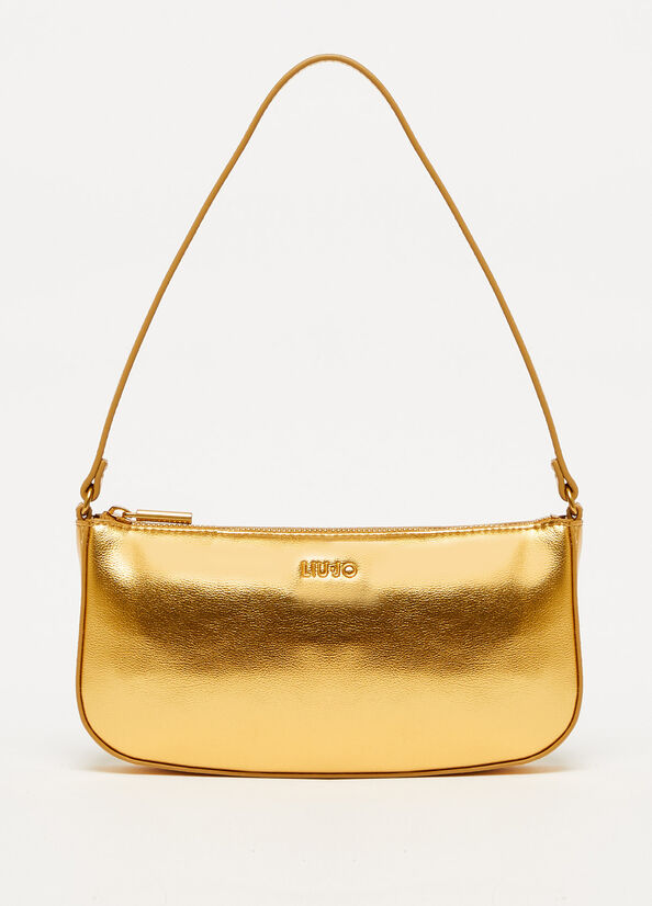 Women's Liu Jo Laminate With Logo Clutch Bag Gold | LGH-132405