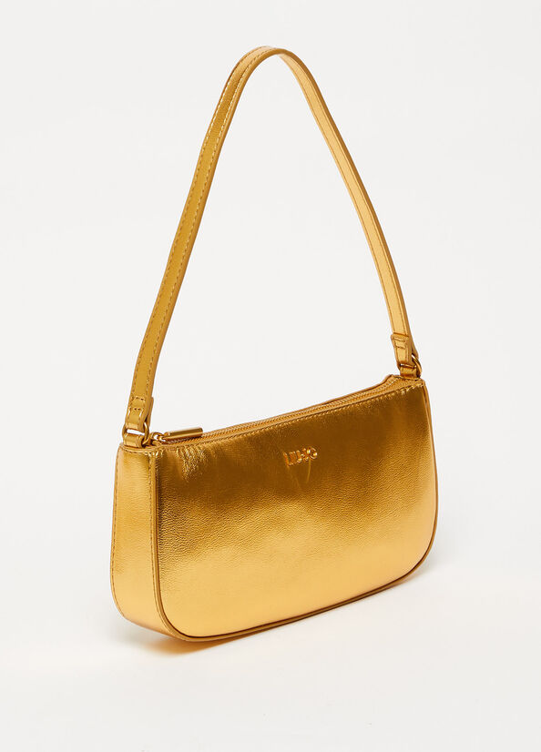 Women's Liu Jo Laminate With Logo Clutch Bag Gold | LGH-132405