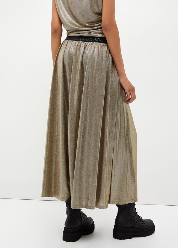 Women's Liu Jo Laminated Jersey Skirts Light Gold | PQX-607354