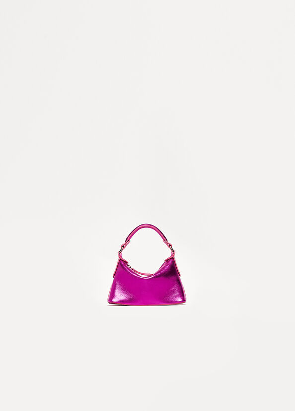 Women's Liu Jo Laminated Leather Micro Hobo Crossbody Bags Fuchsia | PEI-645809