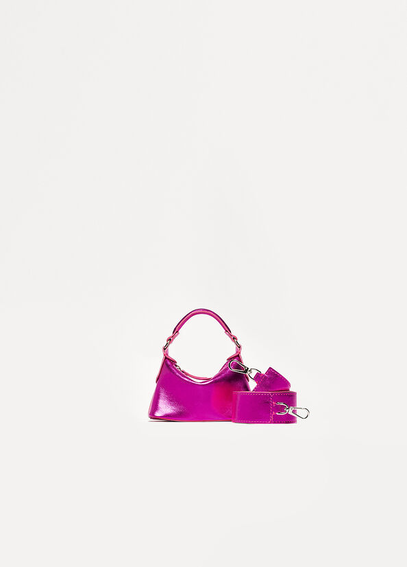 Women\'s Liu Jo Laminated Leather Micro Hobo Crossbody Bags Fuchsia | PEI-645809