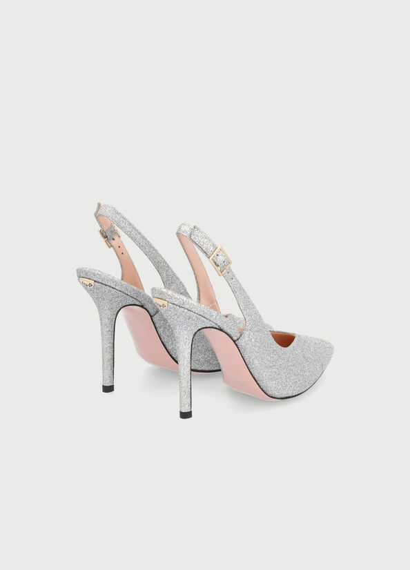 Women's Liu Jo Laminated Slingback High Heels Silver | DIE-986524