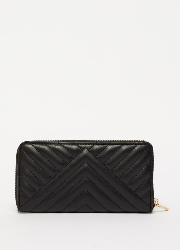 Women's Liu Jo Large Eco-Friendly In Matelassé Wallets Black | FHU-150786