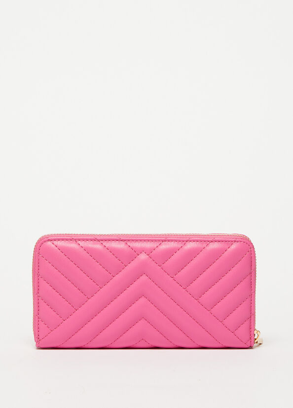 Women's Liu Jo Large Eco-Friendly Quilted Wallets Pink | XYU-680371