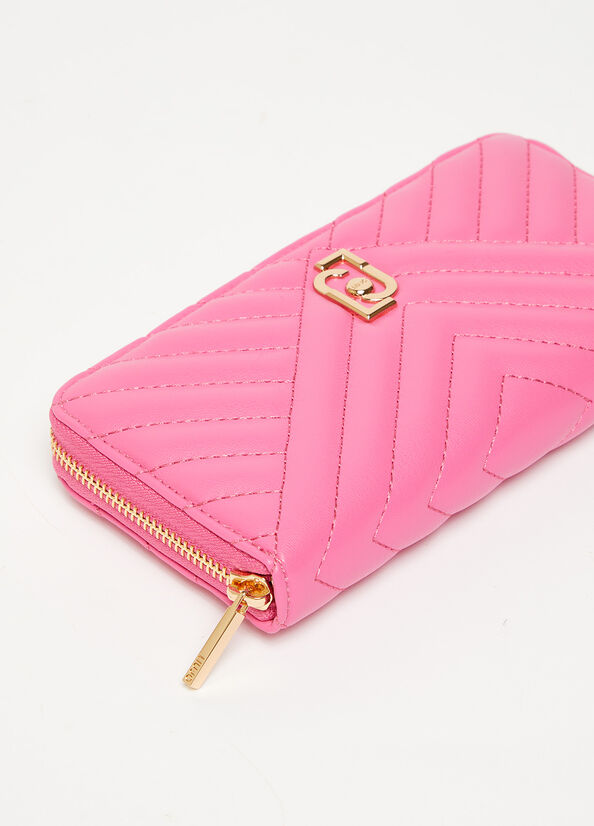 Women's Liu Jo Large Eco-Friendly Quilted Wallets Pink | XYU-680371