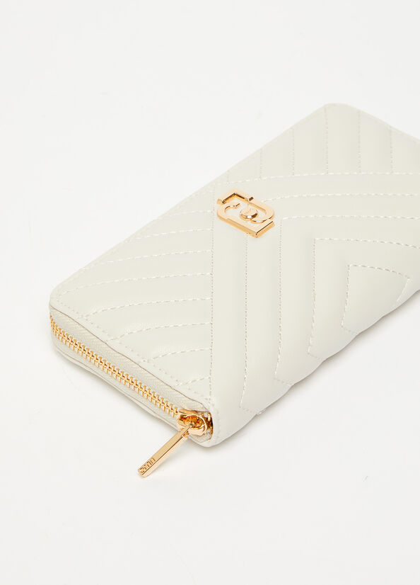 Women's Liu Jo Large Eco-Friendly Quilted Wallets Beige | ZIB-069481