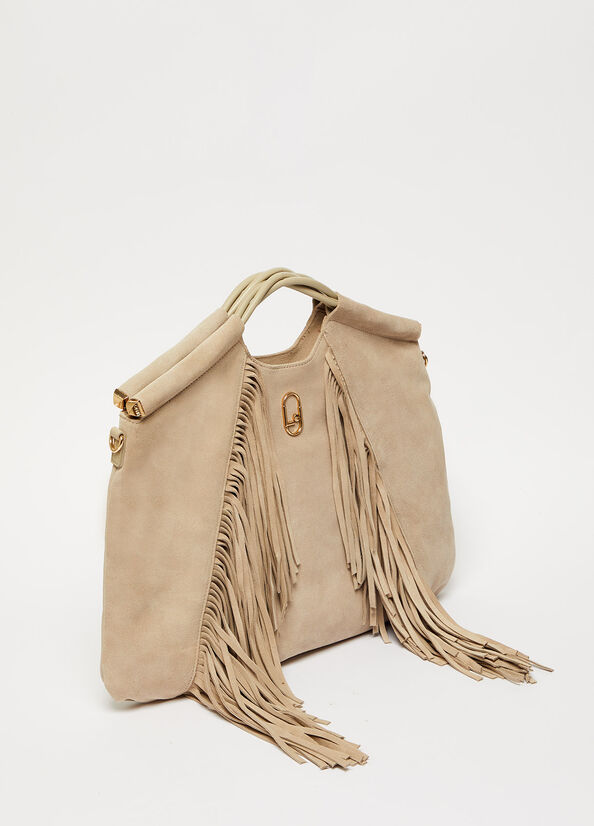 Women's Liu Jo LeatherWith Fringes Handbag Grey | RMD-976032