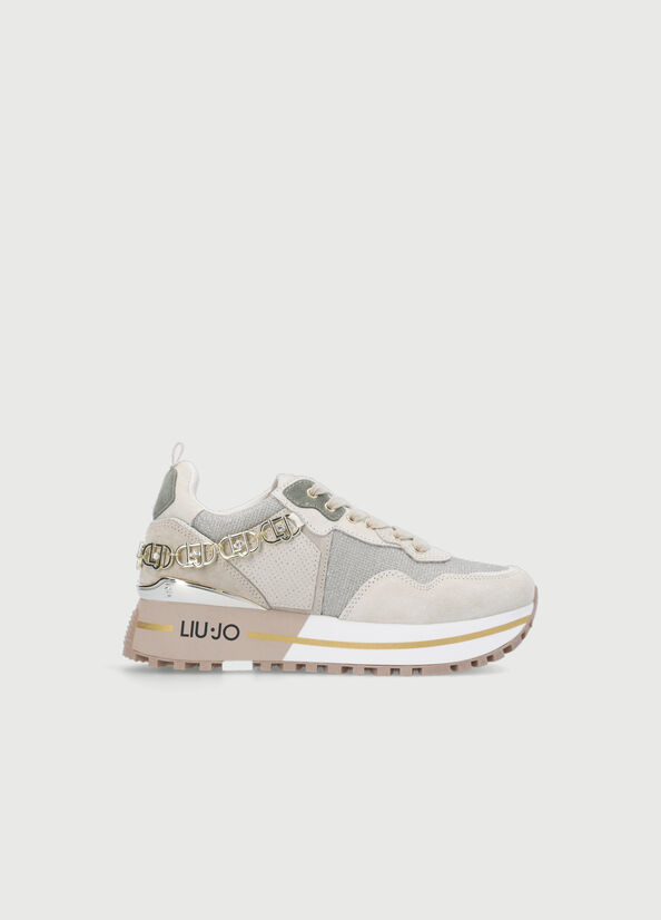 Women's Liu Jo Leather Platform Sneakers Beige | PUF-734082