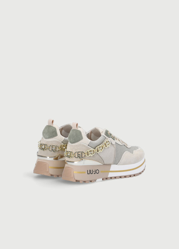 Women's Liu Jo Leather Platform Sneakers Beige | PUF-734082