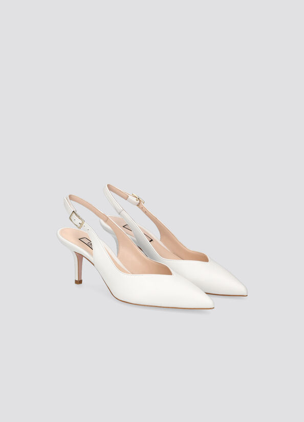 Women's Liu Jo Leather Slingback High Heels White | YAX-971432