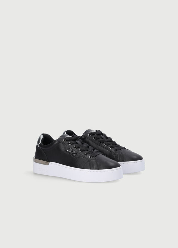 Women's Liu Jo Leather Sneakers Black | XJN-806549