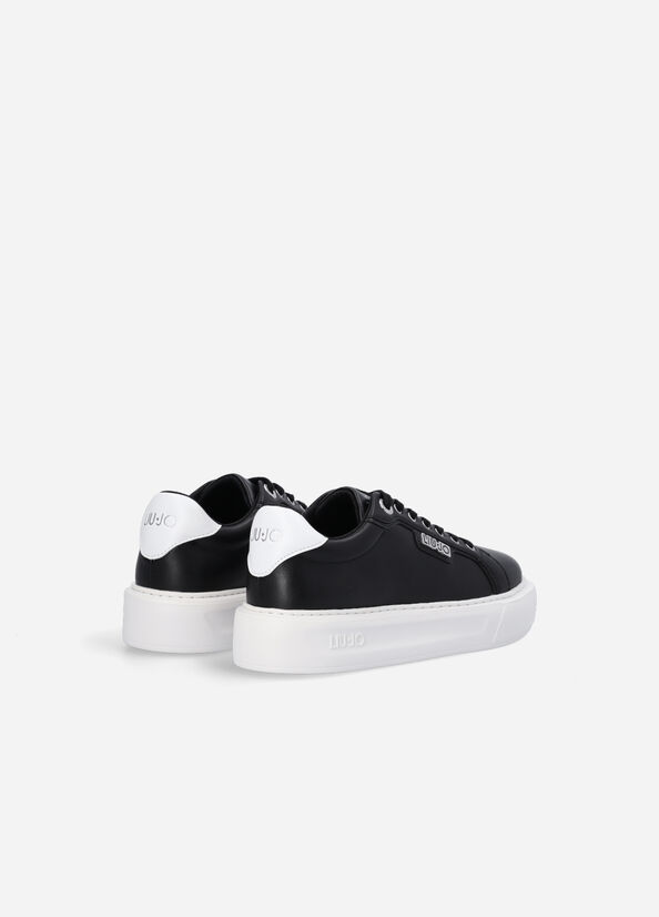 Women's Liu Jo Leather Sneakers Black | ZOY-758201