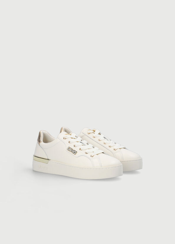 Women's Liu Jo Leather Sneakers White | USP-653491