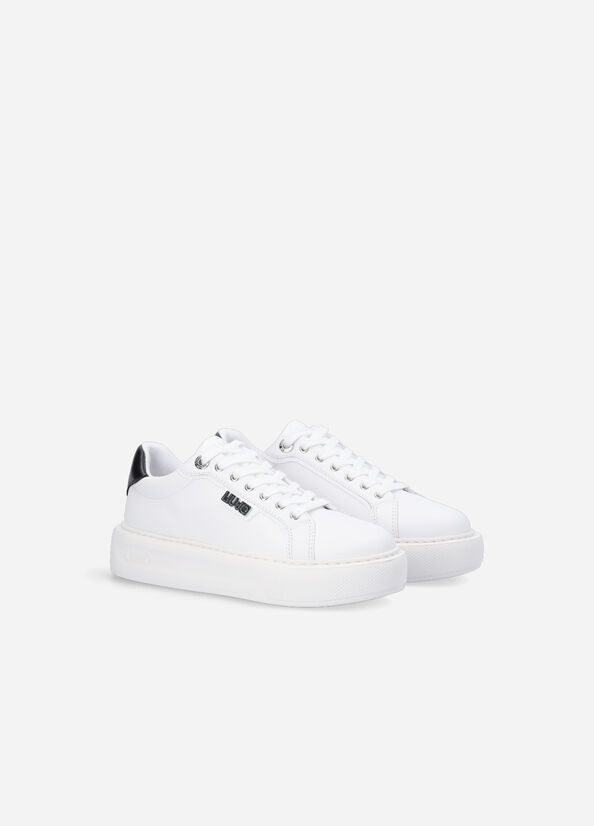 Women's Liu Jo Leather Sneakers White | VQU-194683