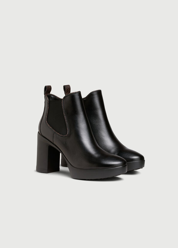 Women's Liu Jo Leather With Monogram Detail Ankle Boots Black | YWO-319782