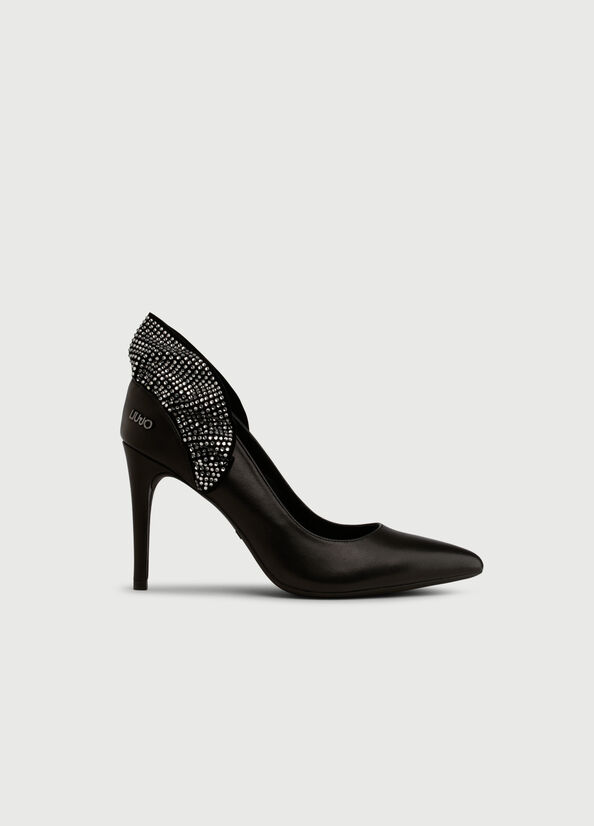 Women's Liu Jo Leather With Ruching High Heels Black | INC-082394