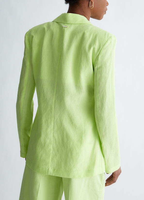 Women's Liu Jo Linen Blend Blazer Jackets Green | UAZ-107659