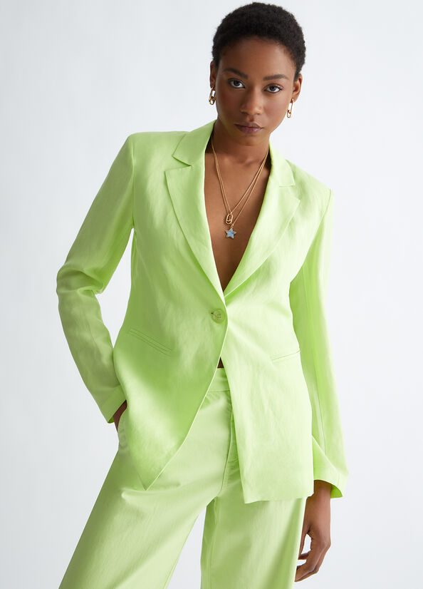 Women\'s Liu Jo Linen Blend Blazer Jackets Green | UAZ-107659